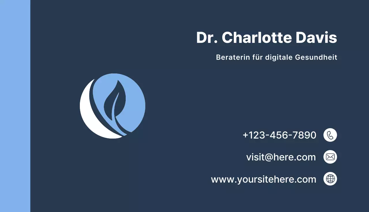 Blau navy weiß Visitenkarte telehealth minimal Stil