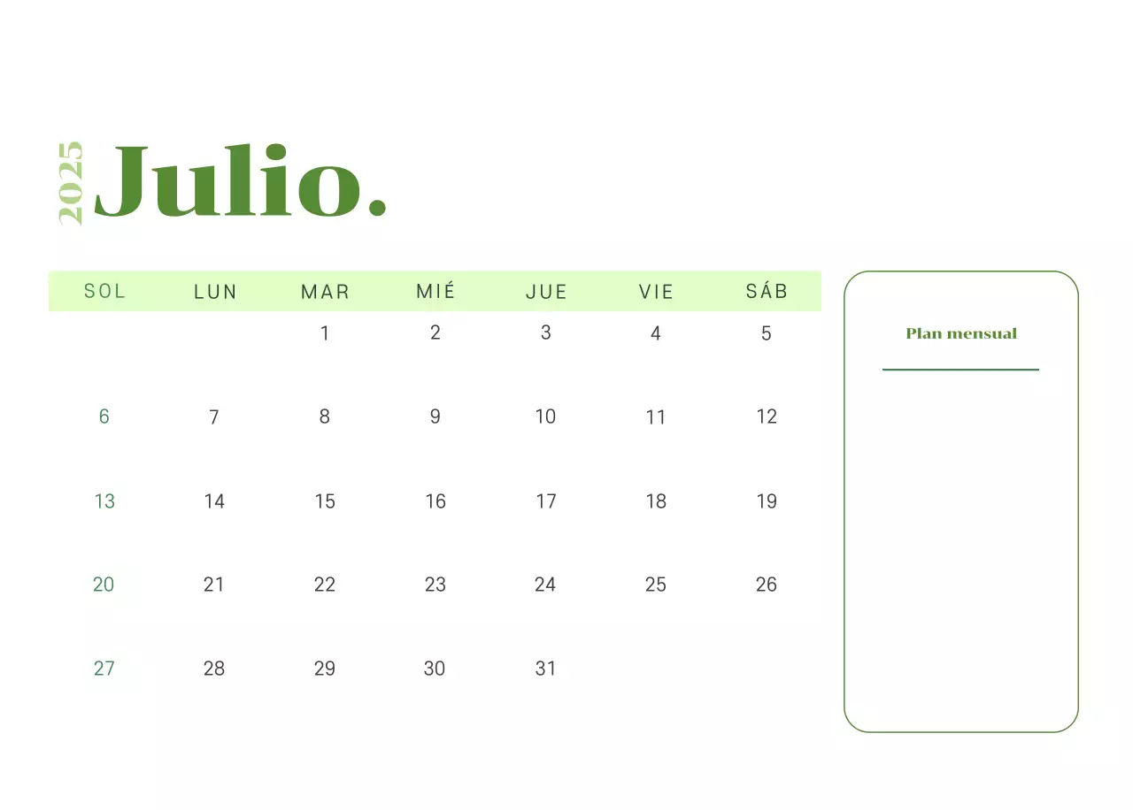 Calendario con ilustraciones juveniles sobre fondo amarillo verdoso