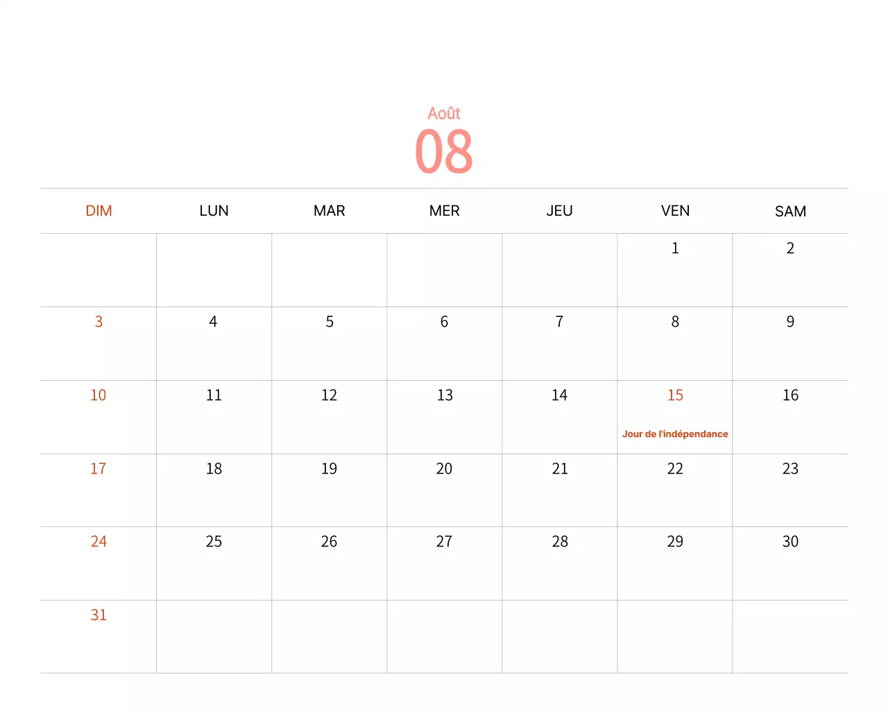 Calendrier du Nouvel An avec illustrations chaleureuses