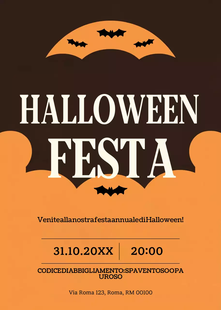 invito di Halloween arancione retrò