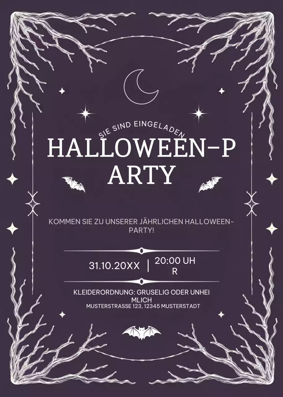 schwarze Gothic-Halloween-Einladung