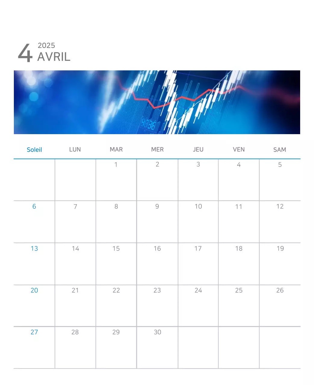 Calendrier moderne bleu Calendrier