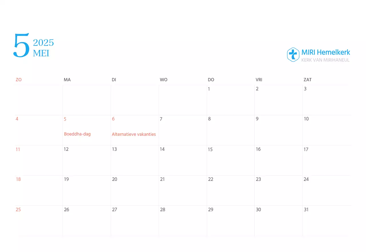 Blauw modern concept kerkkalender