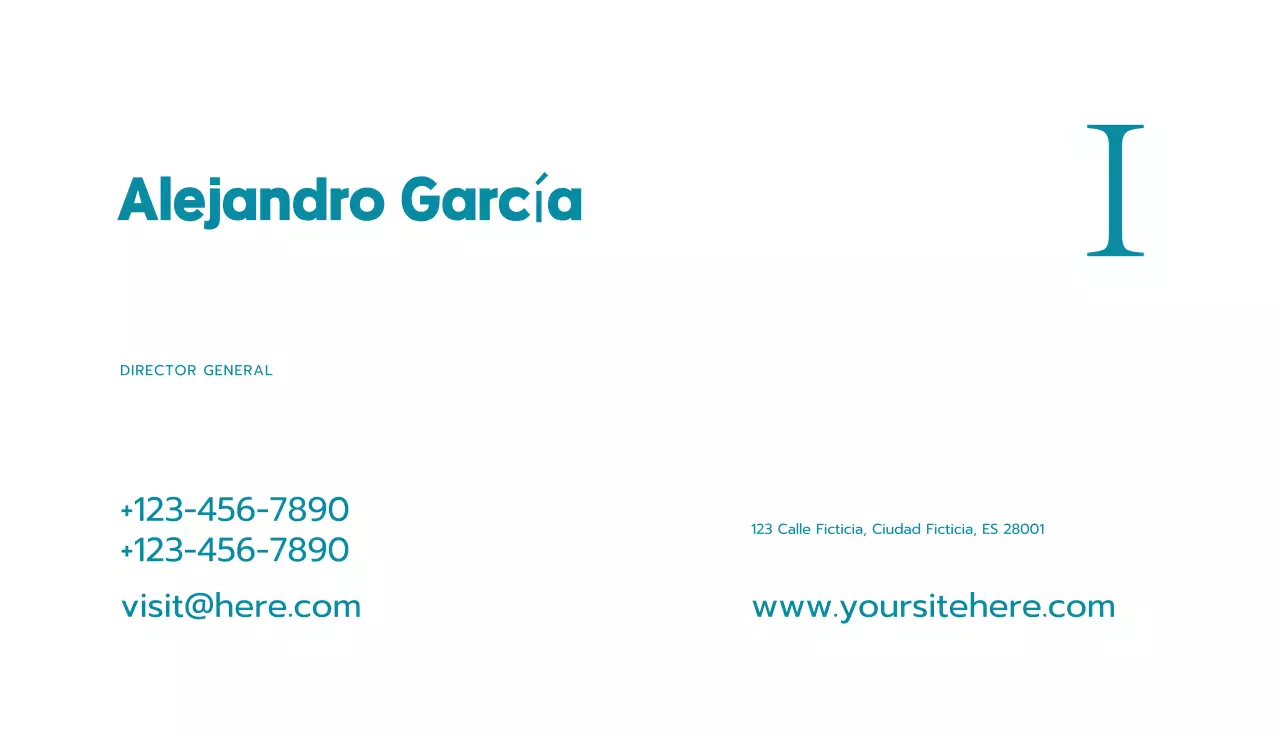 tarjeta de visita minimalista verde azulado