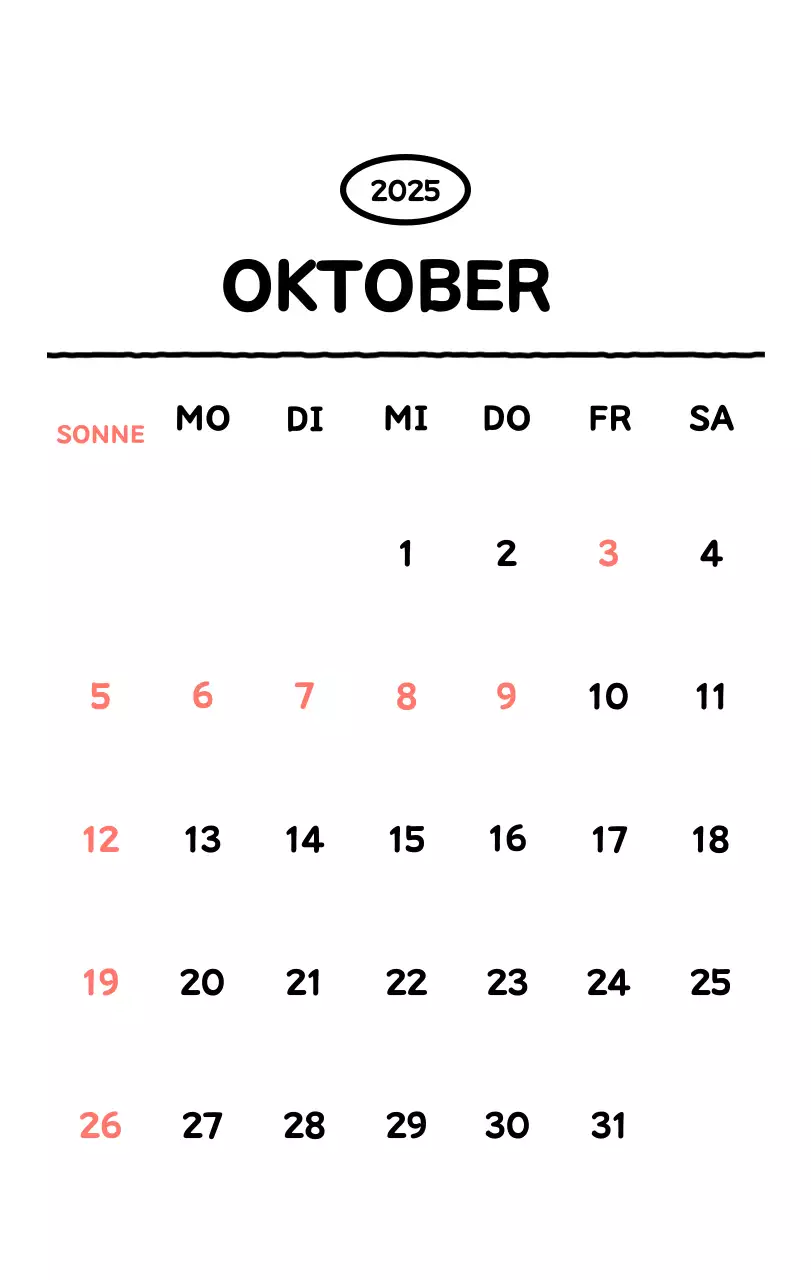 Illustrierter Kalender mit schönem Linienstil