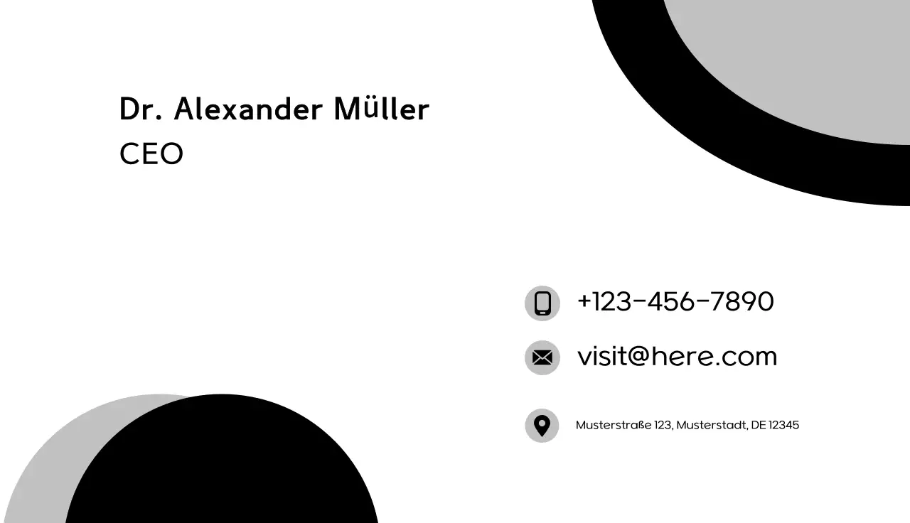 schwarze minimalistische Visitenkarte