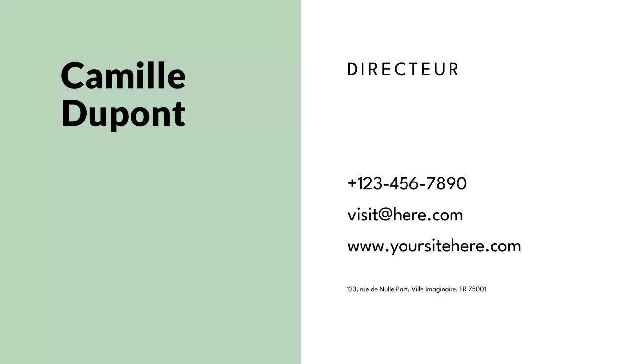 carte de visite minimaliste à la menthe