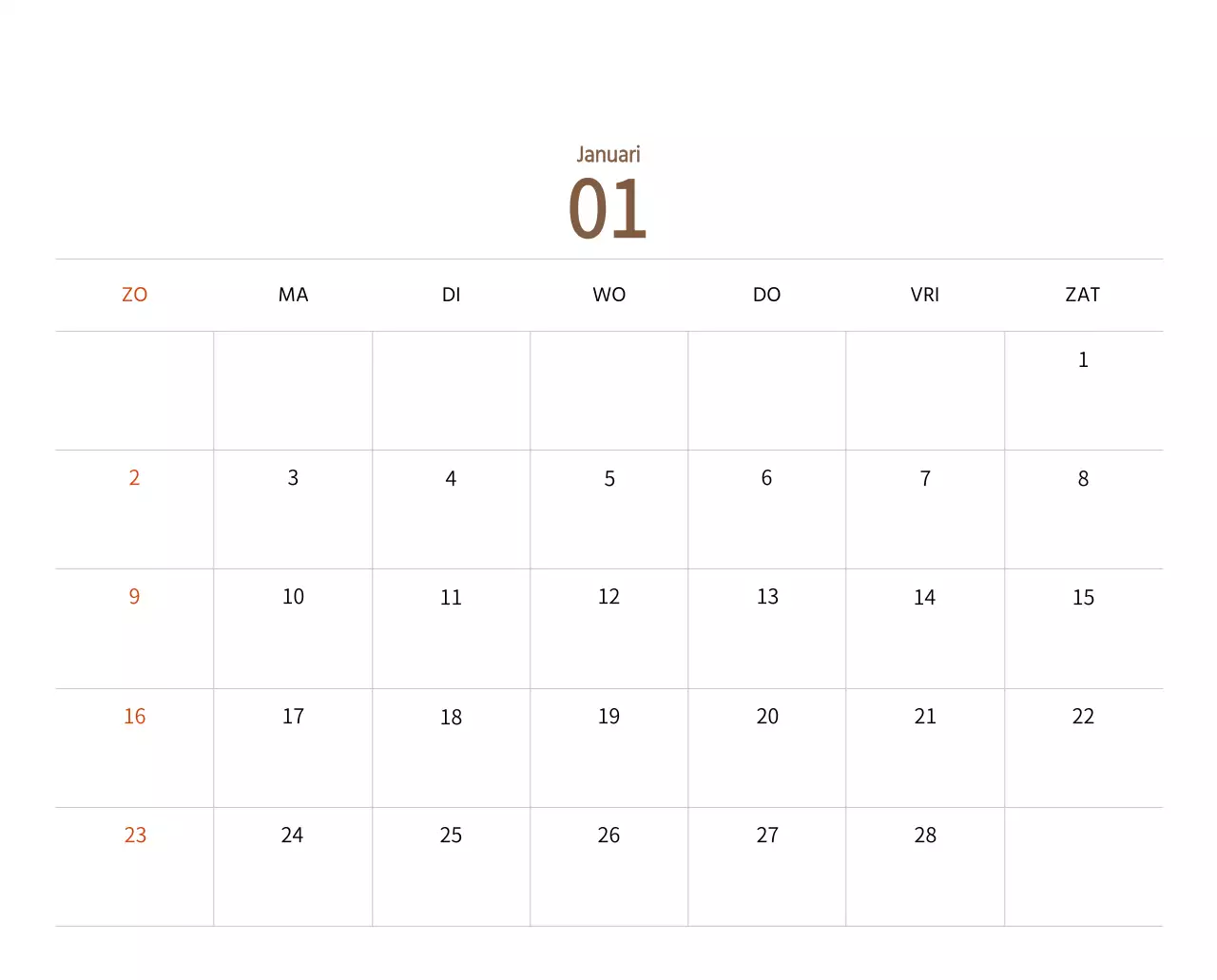 Nieuwjaarskalender met een warme geïllustreerde uitstraling