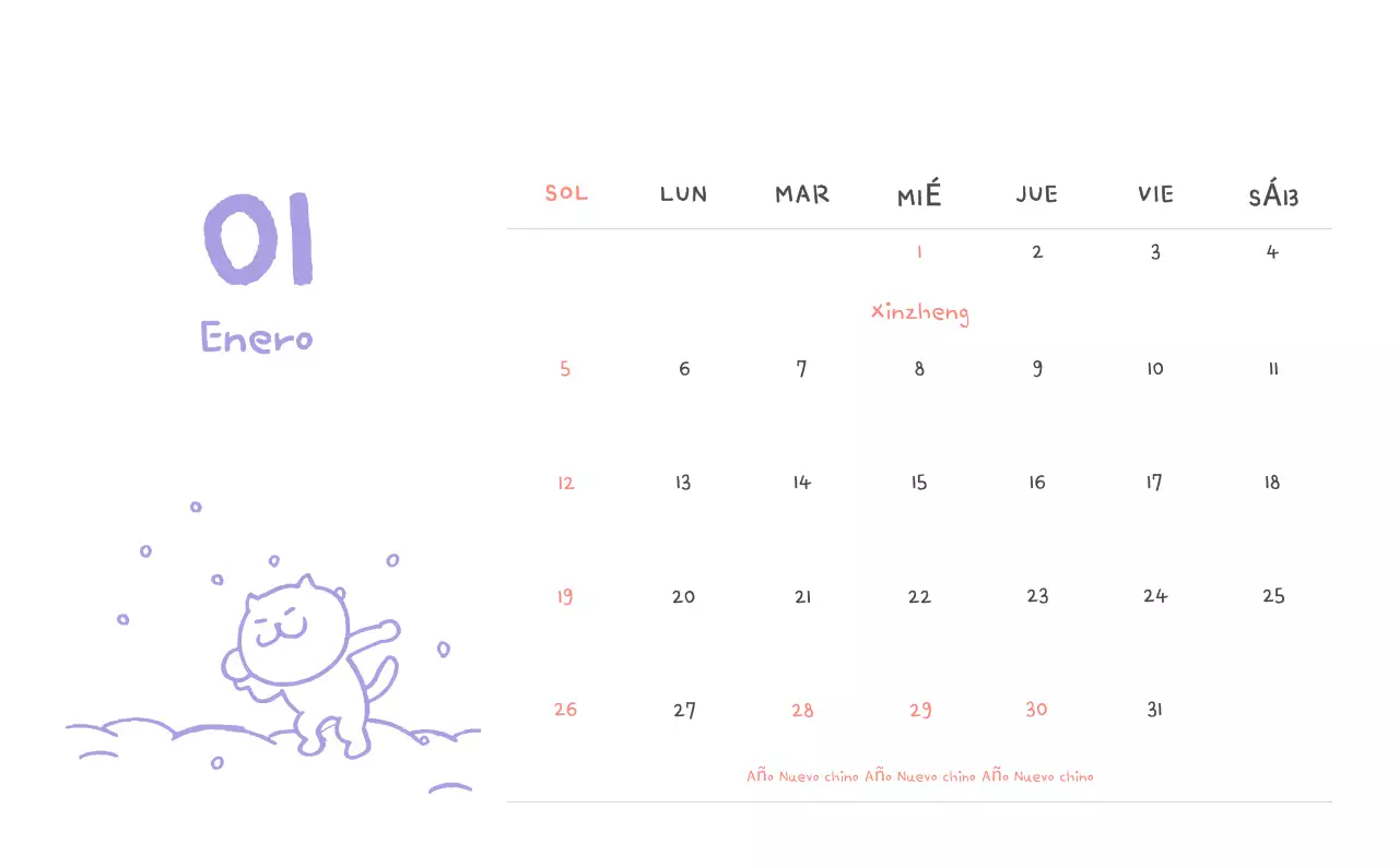 Calendario diario en marfil