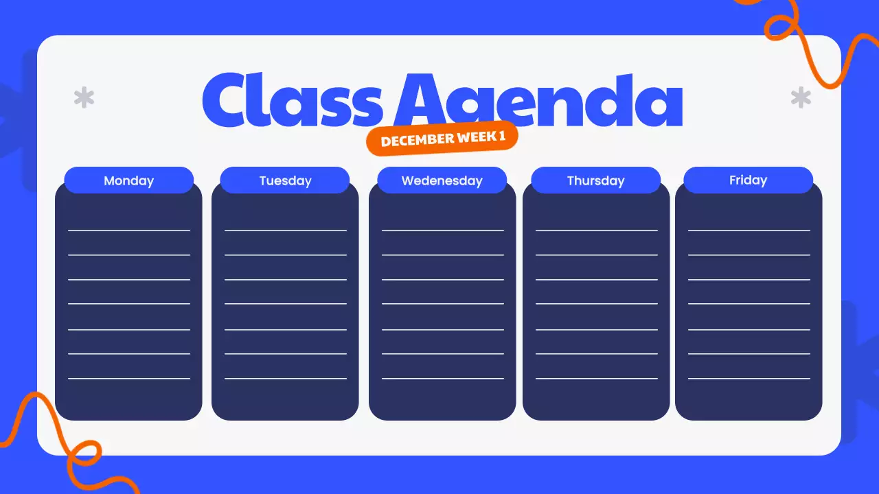Blue Simple Class Agenda Planner Presentation