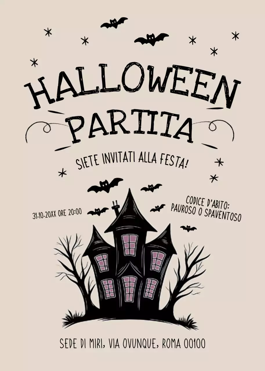 Invito alla festa di Halloween beige e nero