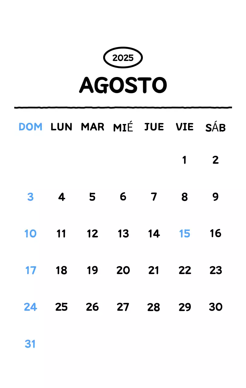 Calendario ilustrado con un bonito estilo de líneas