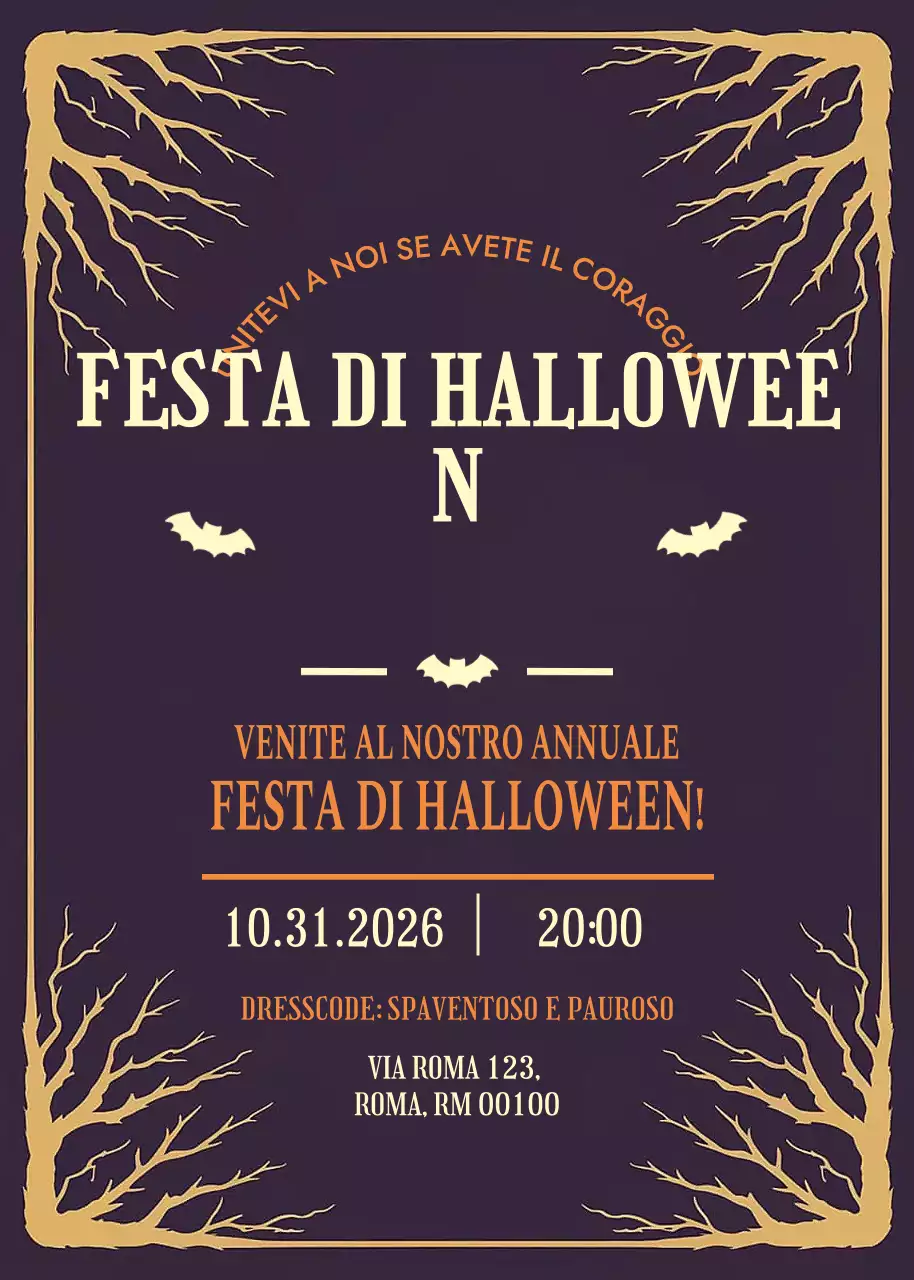 Invito gotico nero per Halloween