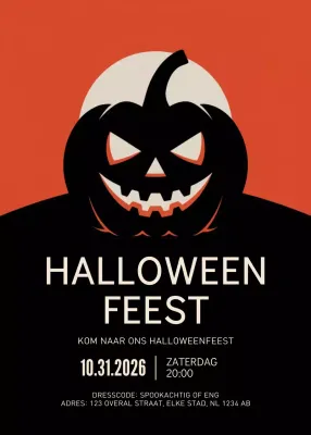 Oranje Retro Halloween Uitnodiging