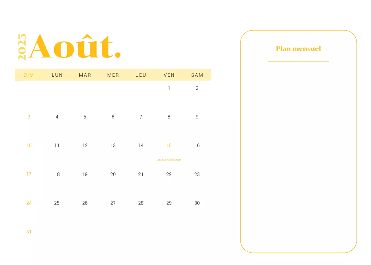 Calendrier avec illustrations de jeunes sur fond jaune-vert