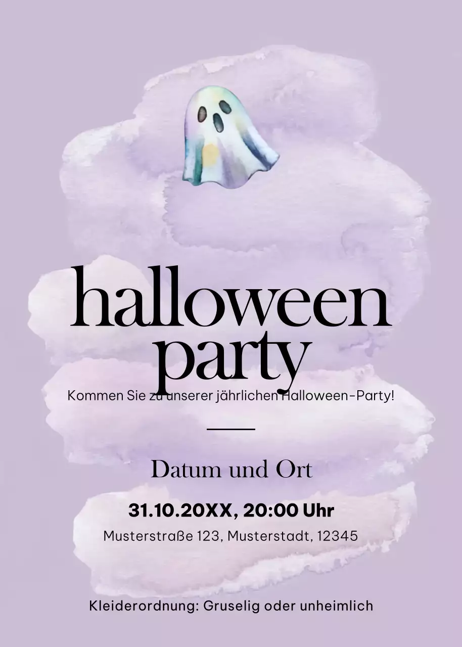 lila minimal halloween einladung