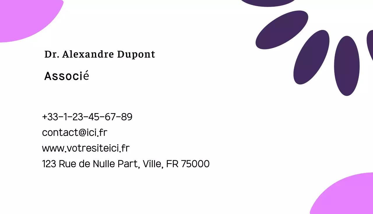 carte de visite moderne violette