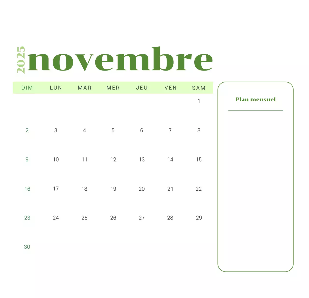 Calendrier avec illustrations de jeunes sur fond jaune-vert