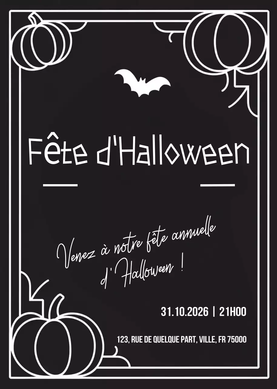 Invitation rétro noire pour Halloween