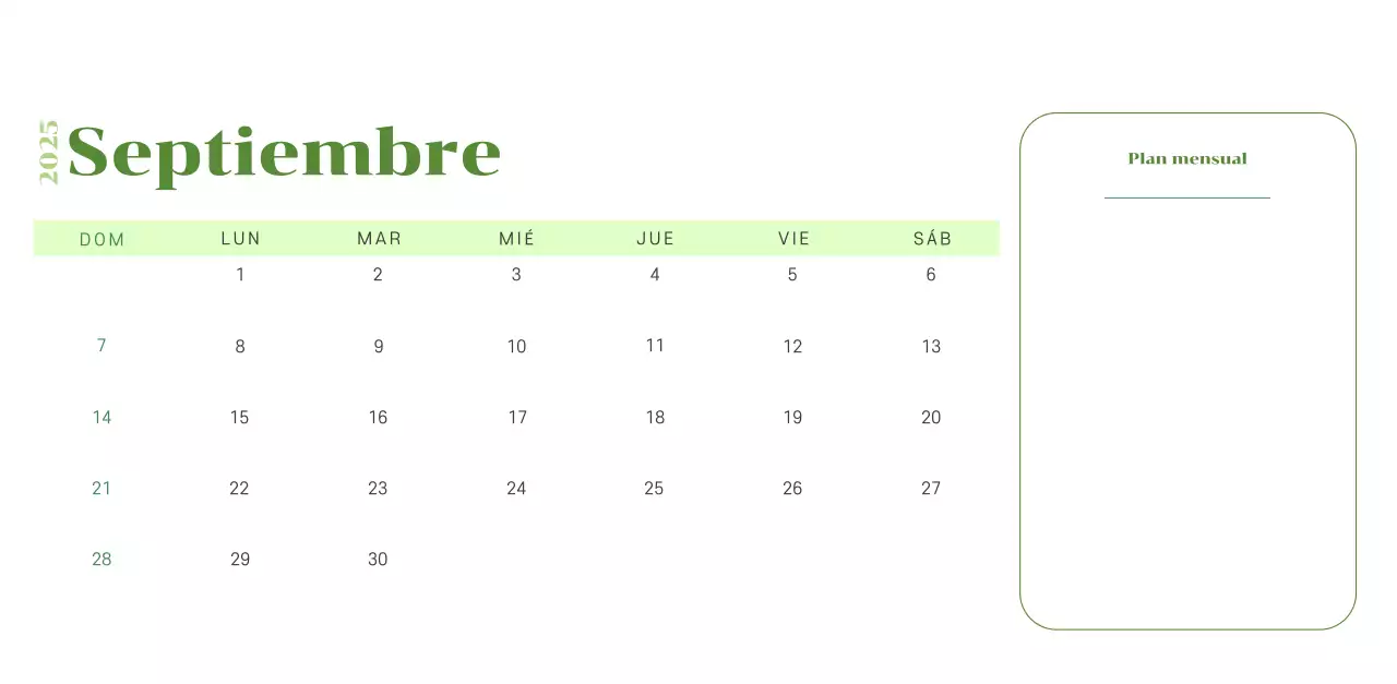 Calendario con ilustraciones juveniles sobre fondo amarillo verdoso
