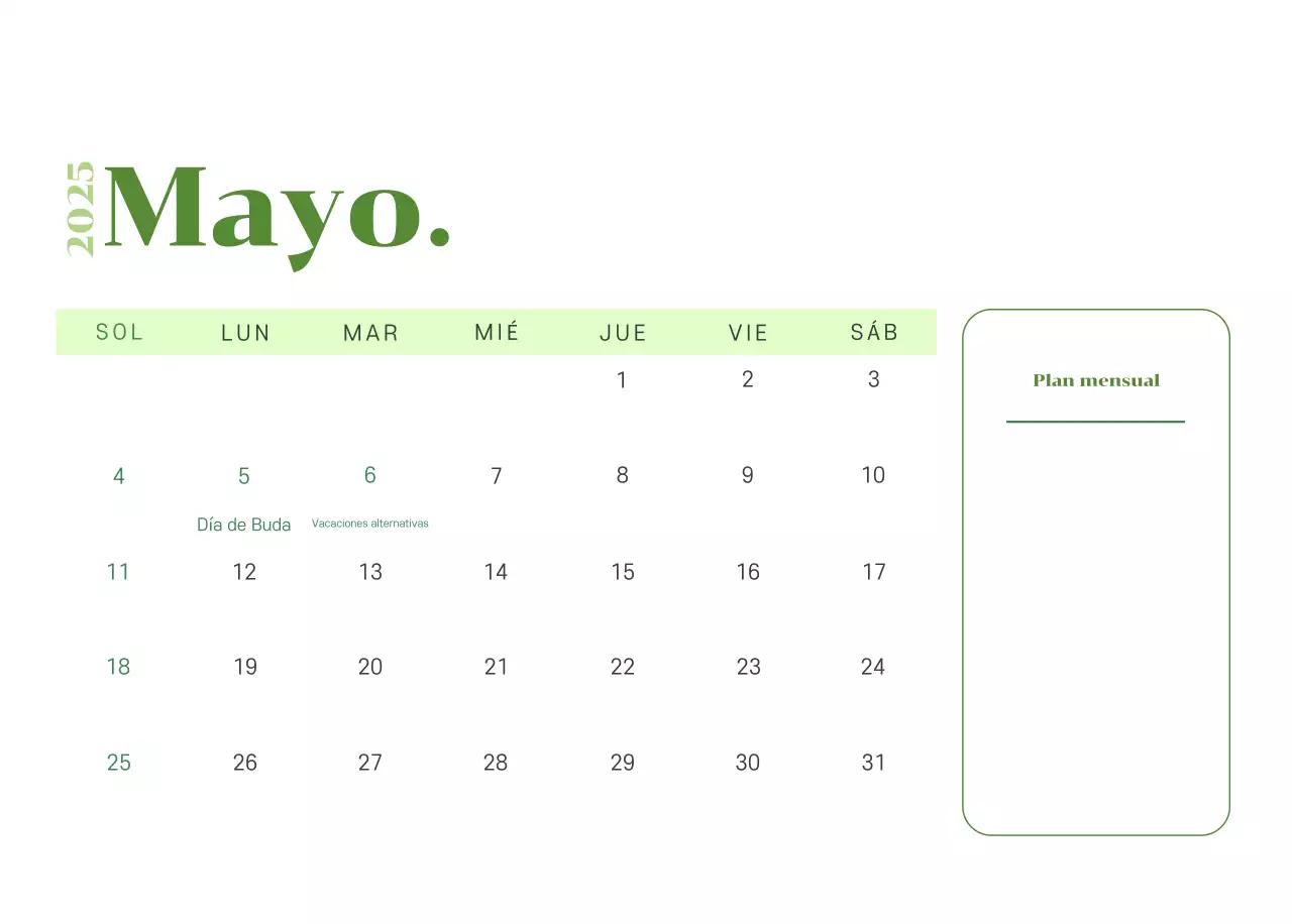 Calendario con ilustraciones juveniles sobre fondo amarillo verdoso