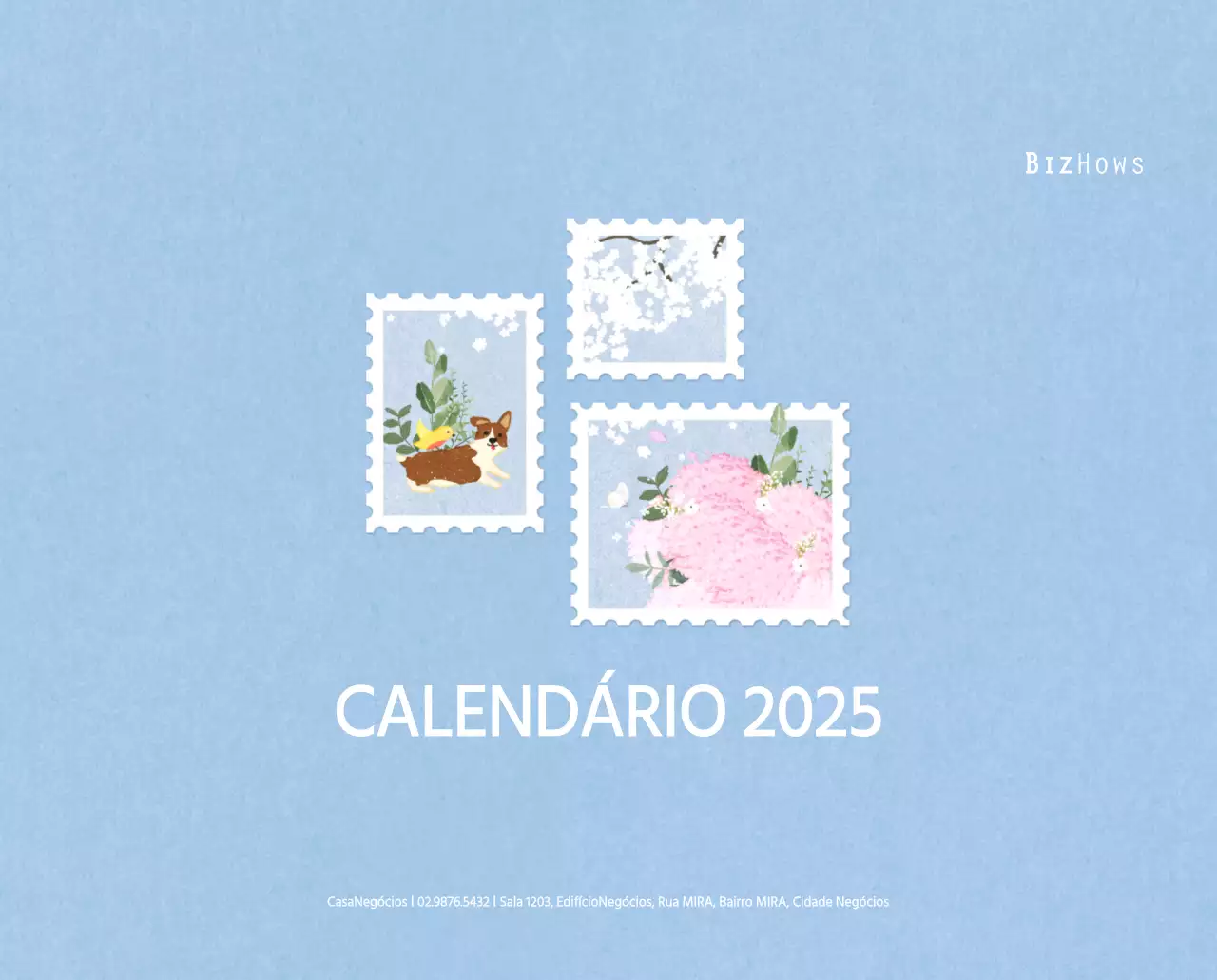 Calendário de Ano Novo com um toque caloroso e ilustrado