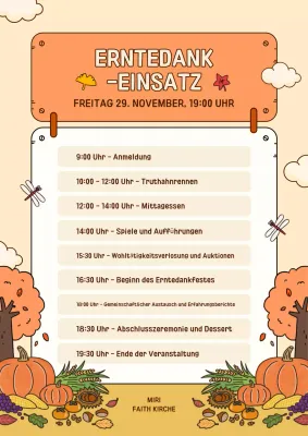 orangefarbener traditioneller Zeitplan für Thanksgiving