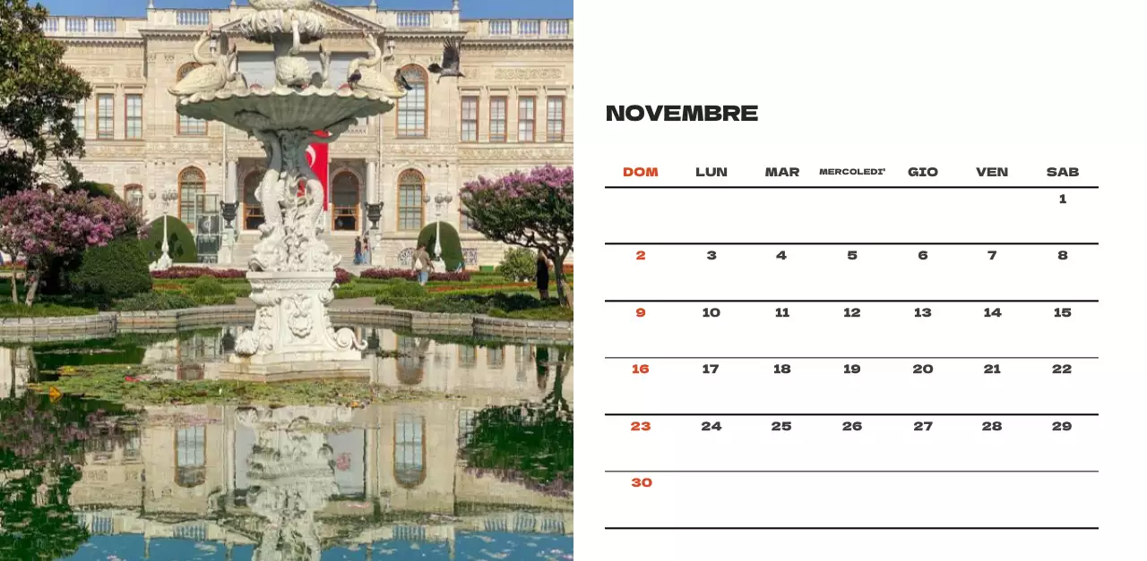 Calendario pulito con foto del cielo