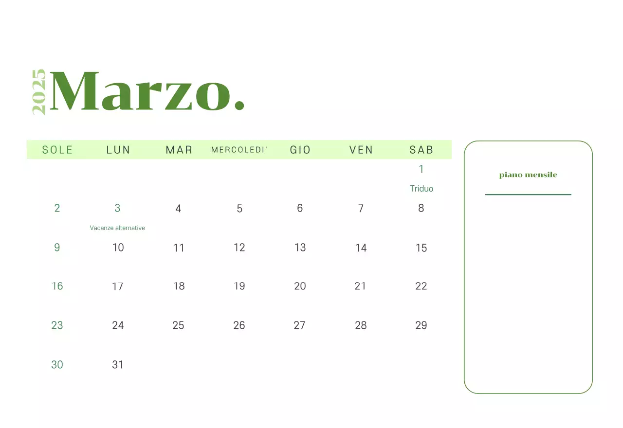 Calendario con illustrazioni giovanili su sfondo giallo-verde