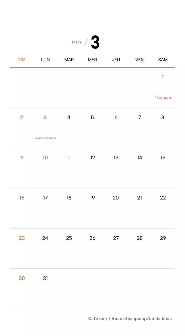 Calendrier de bureau photo simple pour les cafés dans les tons blancs
