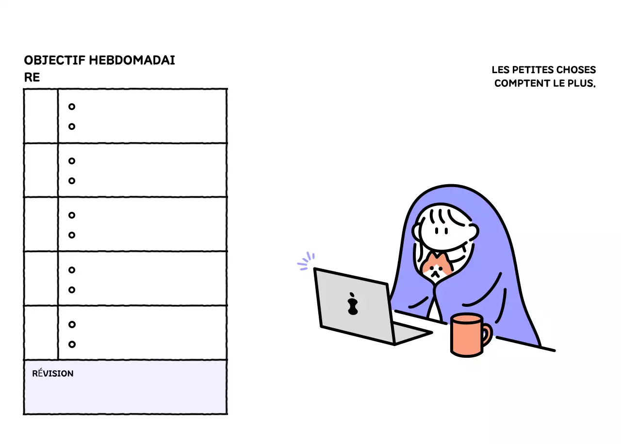 Calendrier illustré avec un joli style de lignes