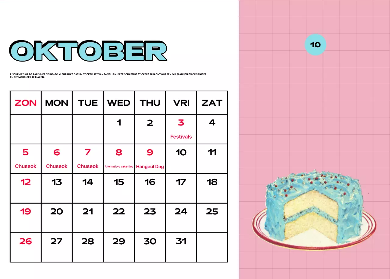 Kleurrijke kalenders met verschillende retro-illustraties