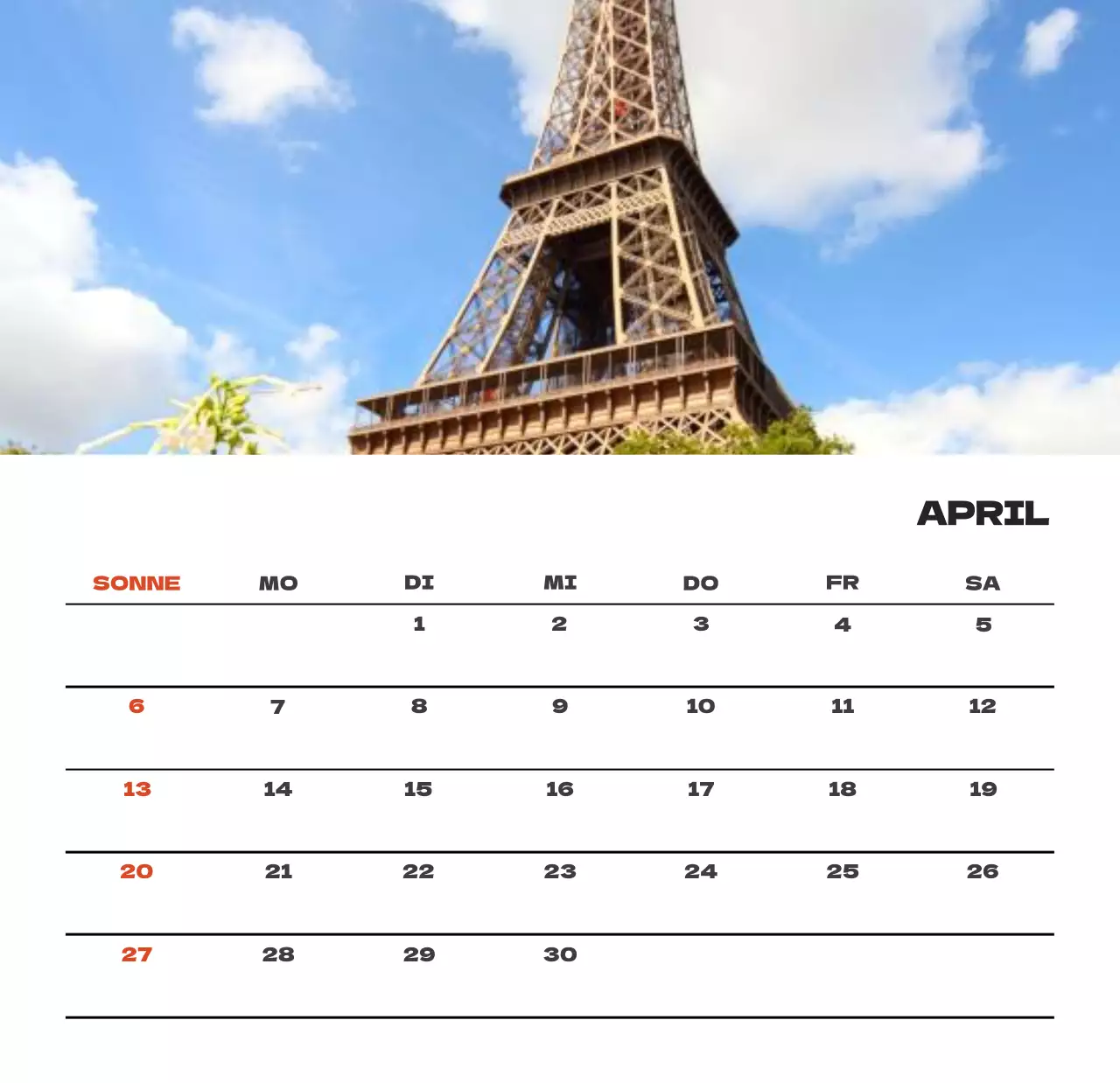 Himmel Foto sauber Kalender