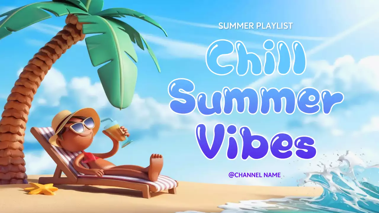 Blue Tropical Summer Playlist YouTube Thumbnail