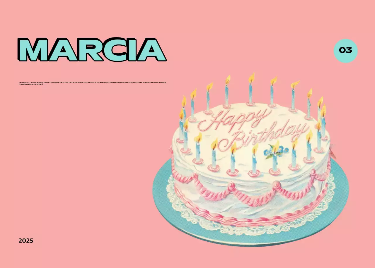 Calendari colorati con una varietà di illustrazioni retrò