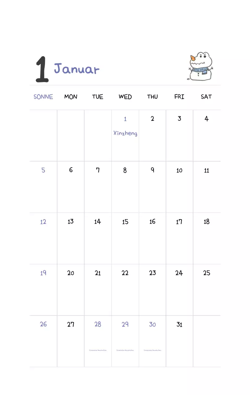 Ein Kalender mit einem niedlichen Ago-Illustrationskonzept