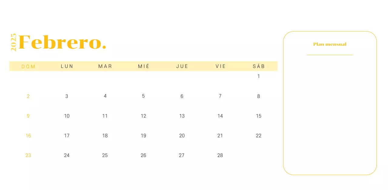 Calendario con ilustraciones juveniles sobre fondo amarillo verdoso