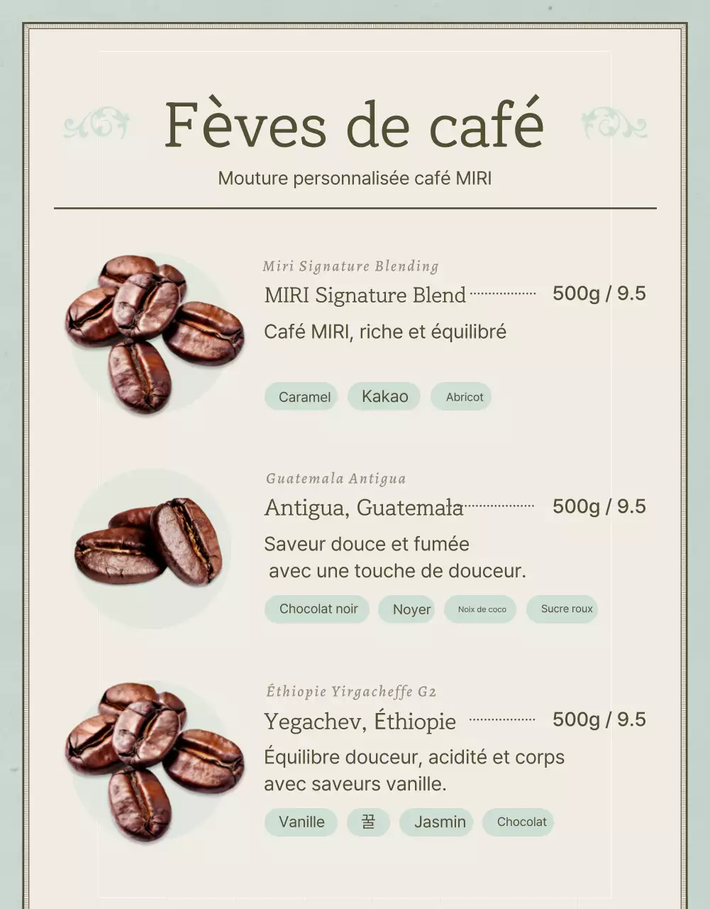 Promouvoir la vente de grains de café vintage en bleu clair et en marron