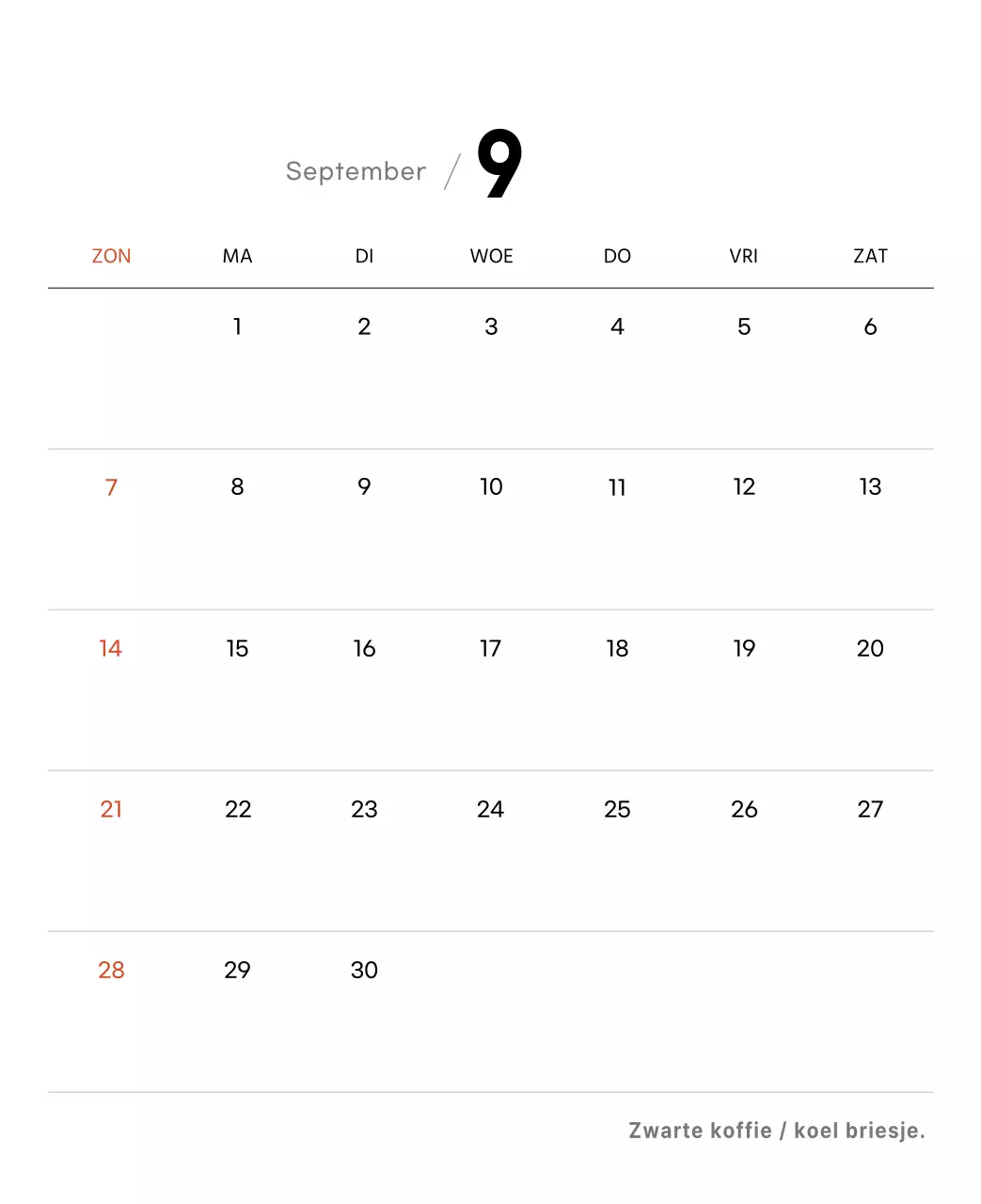 Eenvoudige bureaukalender met koffiefoto's voor cafés in witte tinten