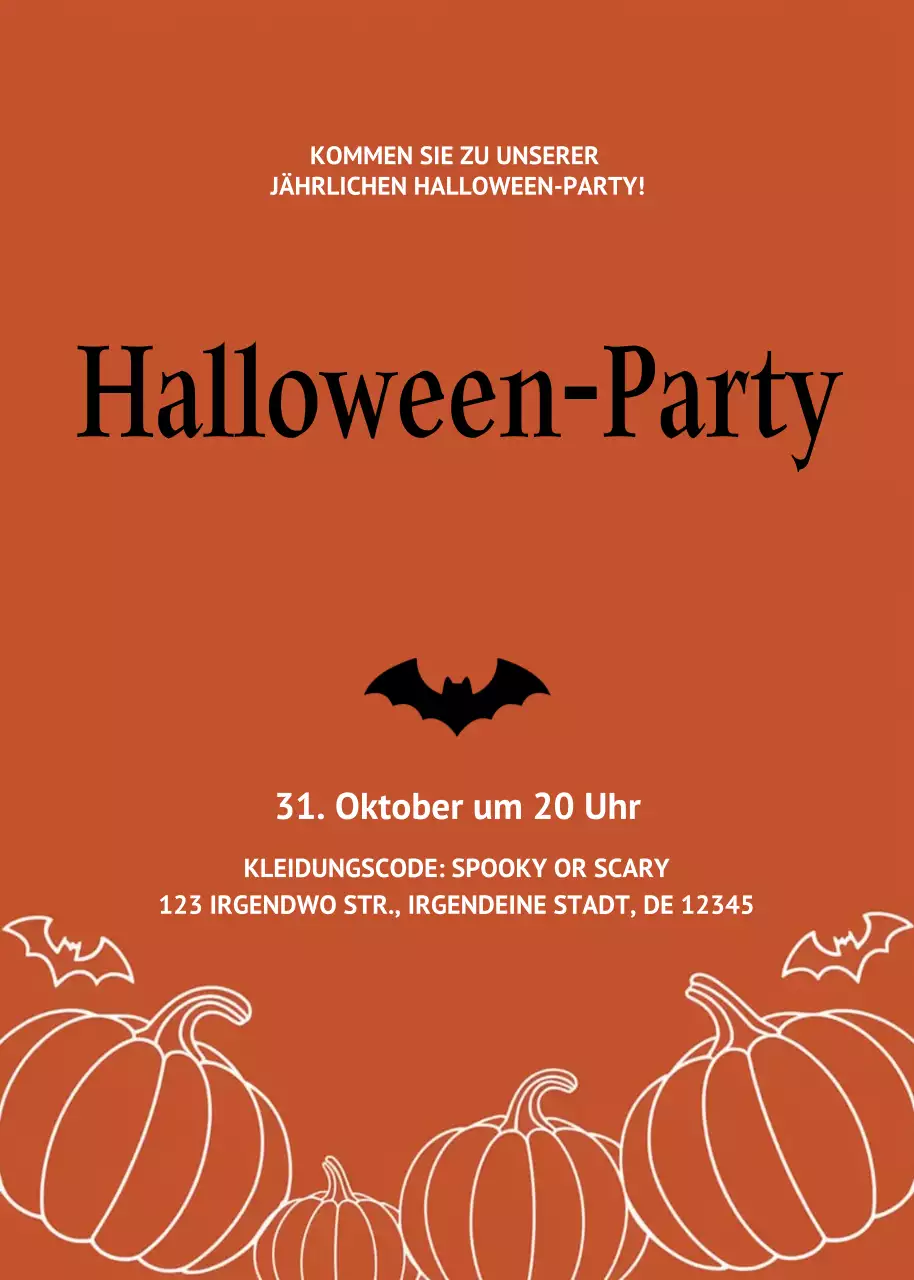 orange traditionelle Halloween-Einladung