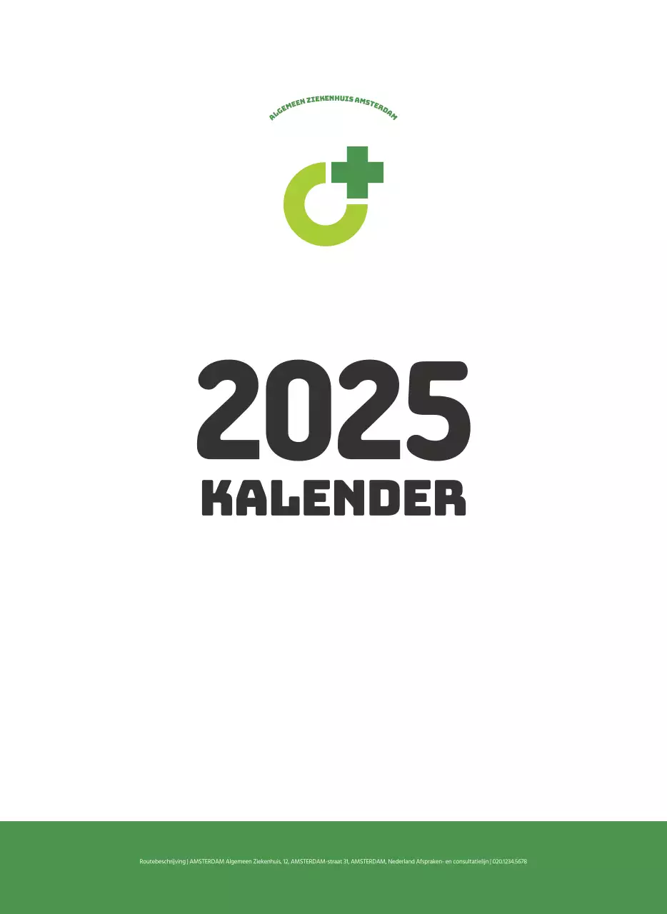 Een feestelijk ziekenhuis met illustraties met gezondheids- en gezinsthema's en kleurrijke accenten