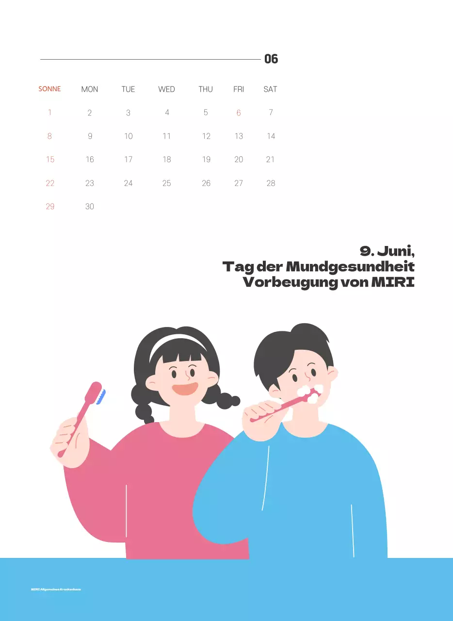 Ein festliches Krankenhaus mit Illustrationen zum Thema Gesundheit und Familie und farbenfrohen Akzenten