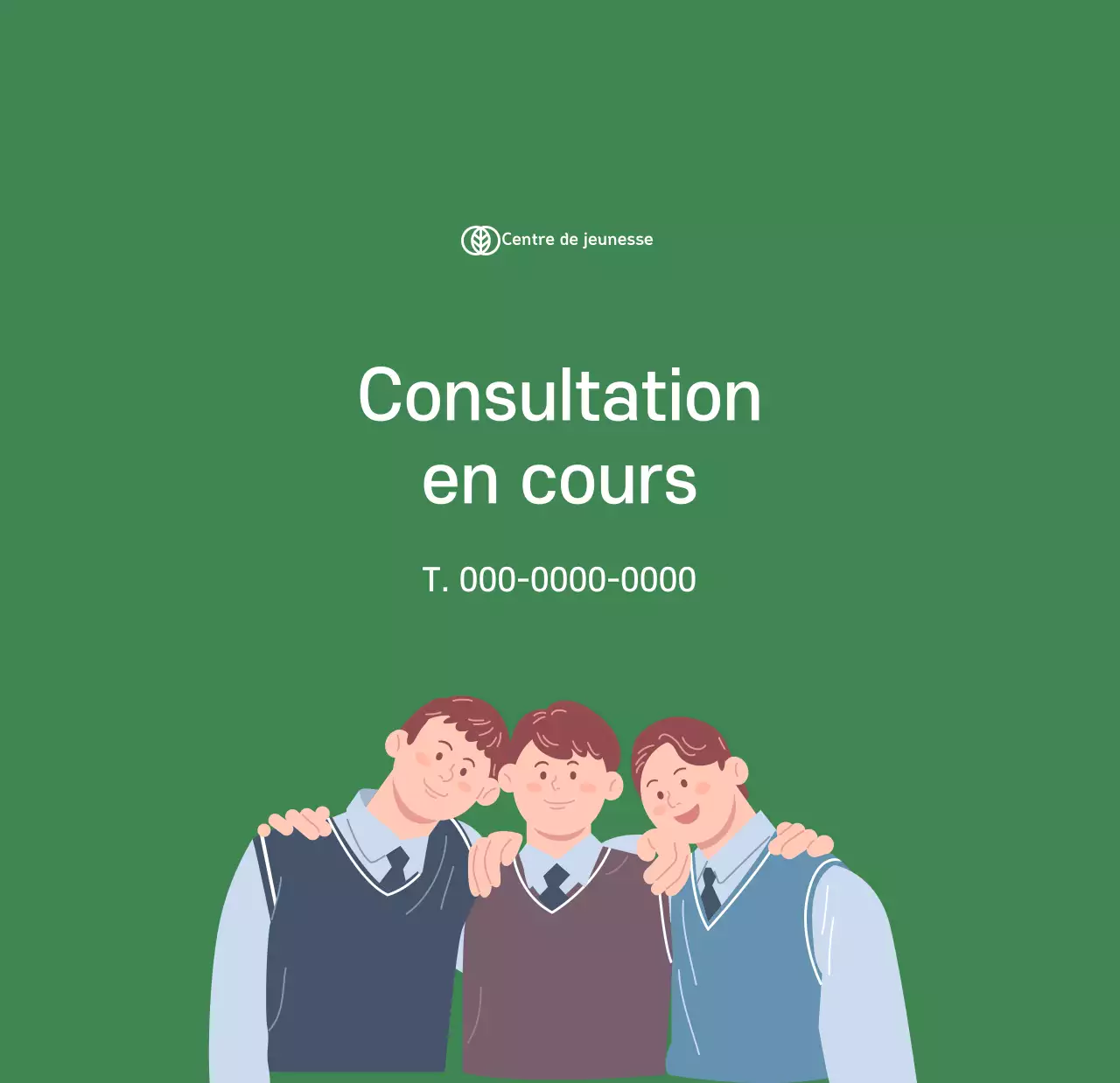 Calendrier avec illustrations de jeunes sur fond jaune-vert