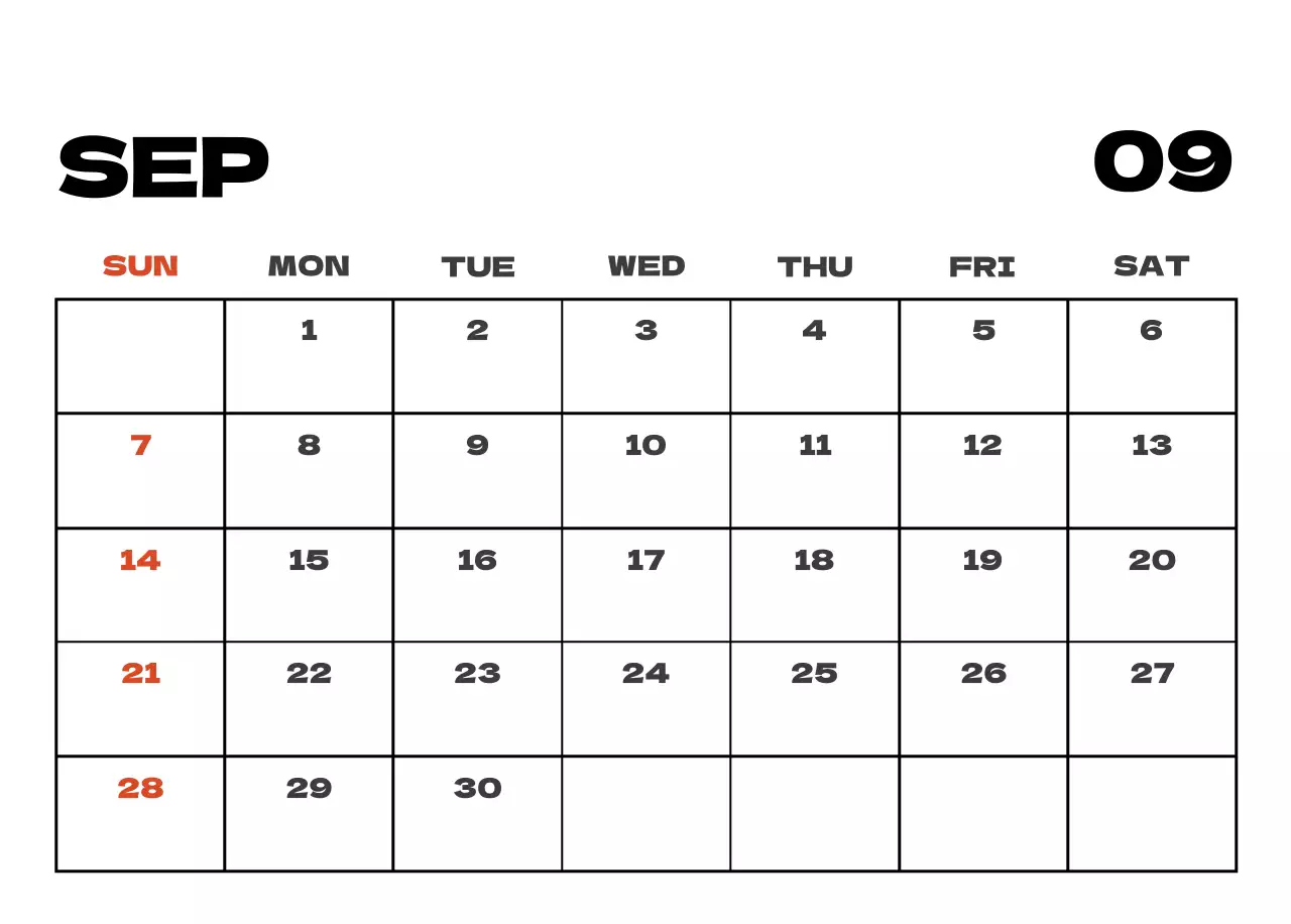 Sky photo clean calendar