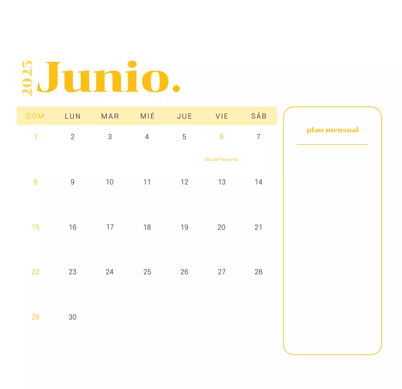 Calendario con ilustraciones juveniles sobre fondo amarillo verdoso