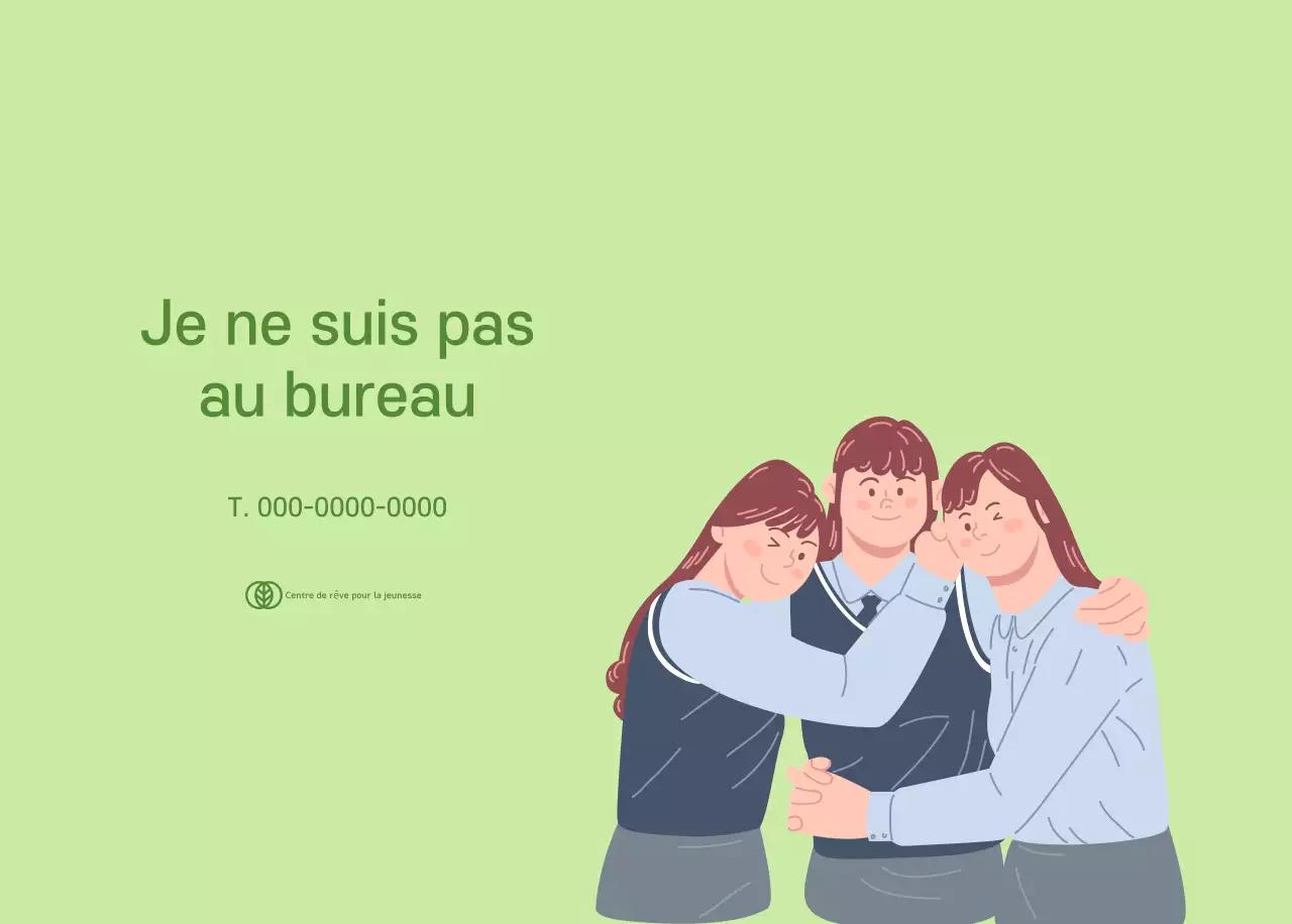 Calendrier avec illustrations de jeunes sur fond jaune-vert