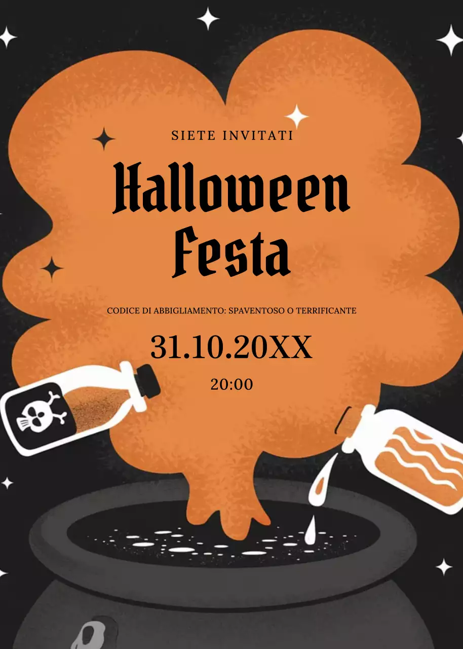 invito di Halloween arancione retrò