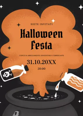 invito di Halloween arancione retrò