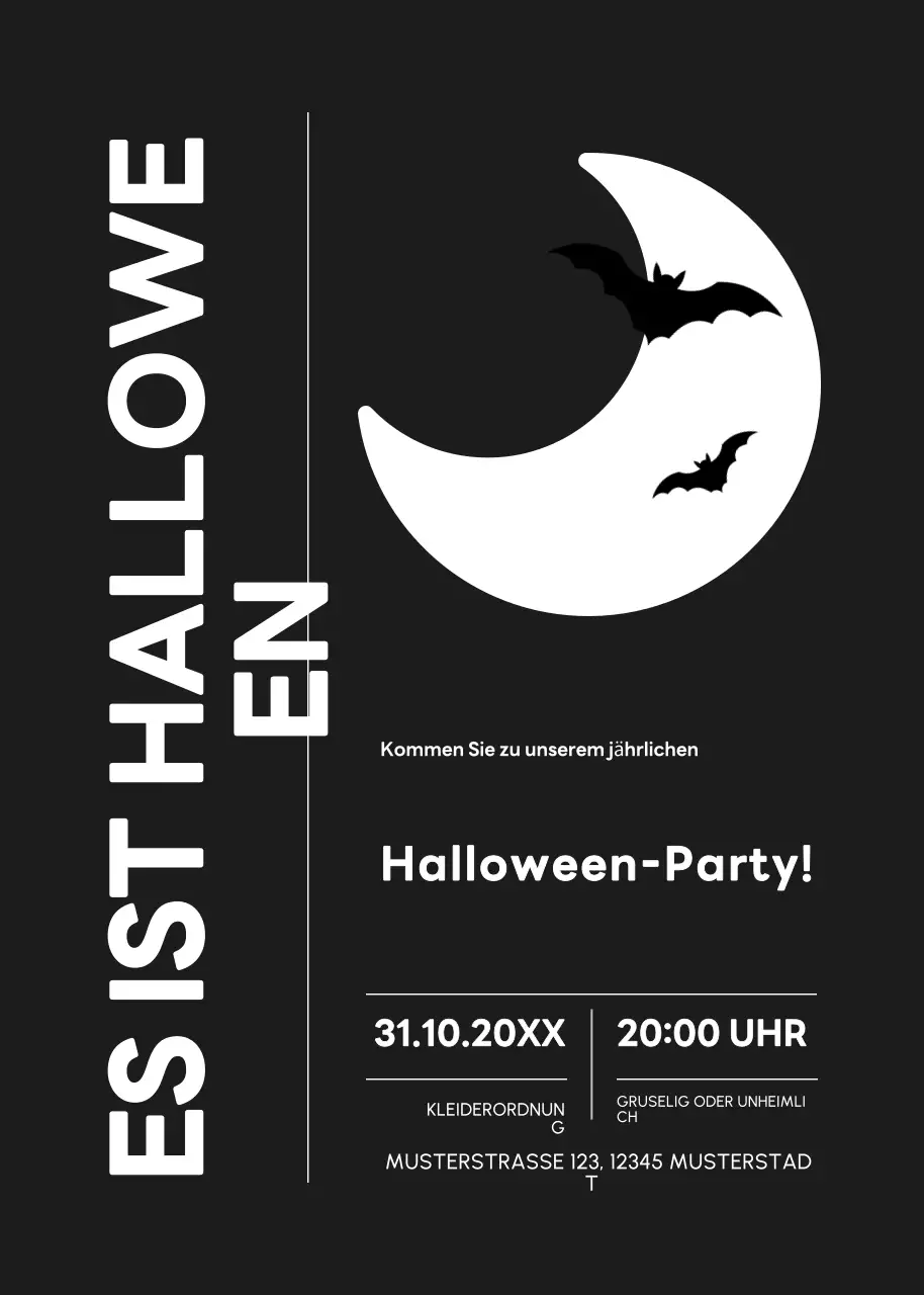 schwarz minimal Halloween Einladung