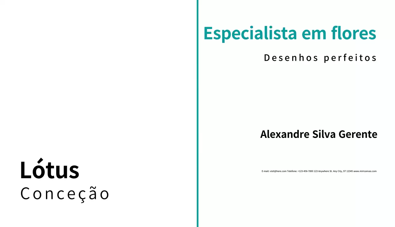 cartão de visita minimalista em azul-petróleo